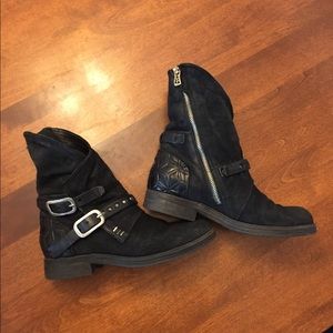 AS 98 Black Suede Leather Strap Boot